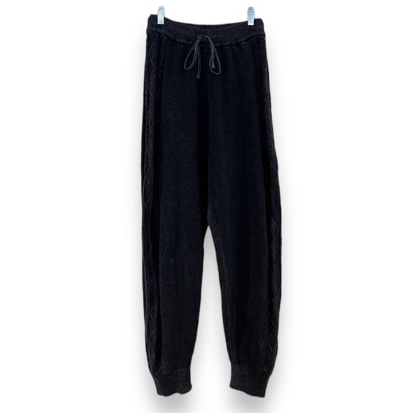 BACIO Gray Drawstring Side Cable Knit Baggy Leg Designer Sweatpants Joggers L - Picture 1 of 7